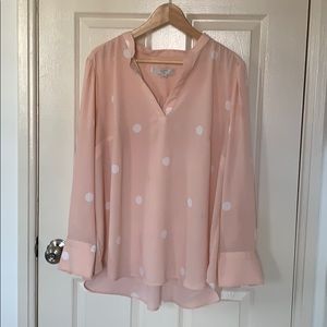 LOFT Blush Pink polka dot blouse